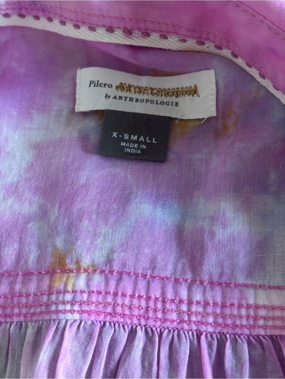 Anthropologie Pilcro Women's Pink Tie-Dye Button-Up Shirt - Lightweight Top - Picture 9 of 12